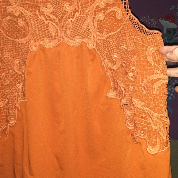 Chelsea28 womens M lace applique top in rusted pumpkin color.🍂🌼😀😍 - Picture 3 of 8
